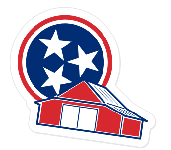 A sticker of the Pick Tennessee Products logo, of a red barn and Tennessee Tristar. A sticker of the Pick Tennessee Products logo, of a red barn and Tennessee Tristar.